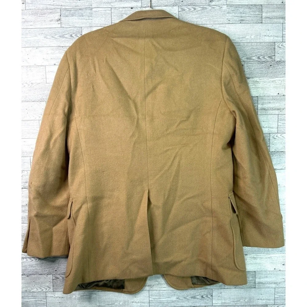 Mitchell Daroff Camel Hair Wool Blazer L Tan 2-Button Sport‎ Coat Vintage Mens